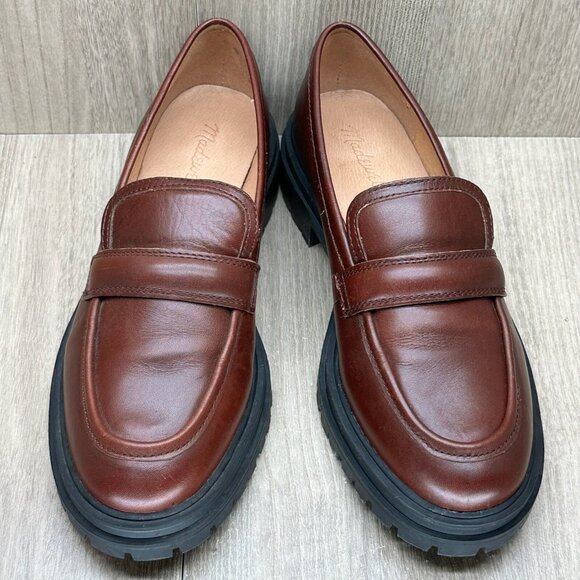 Madewell The Bradley Chunky Lugsole Loafer Women Sz 8 Leather Chunky Cherry Wood - Picture 8 of 13